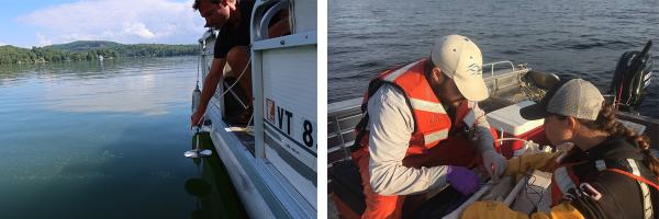 side by side images of research on Lake Champlain